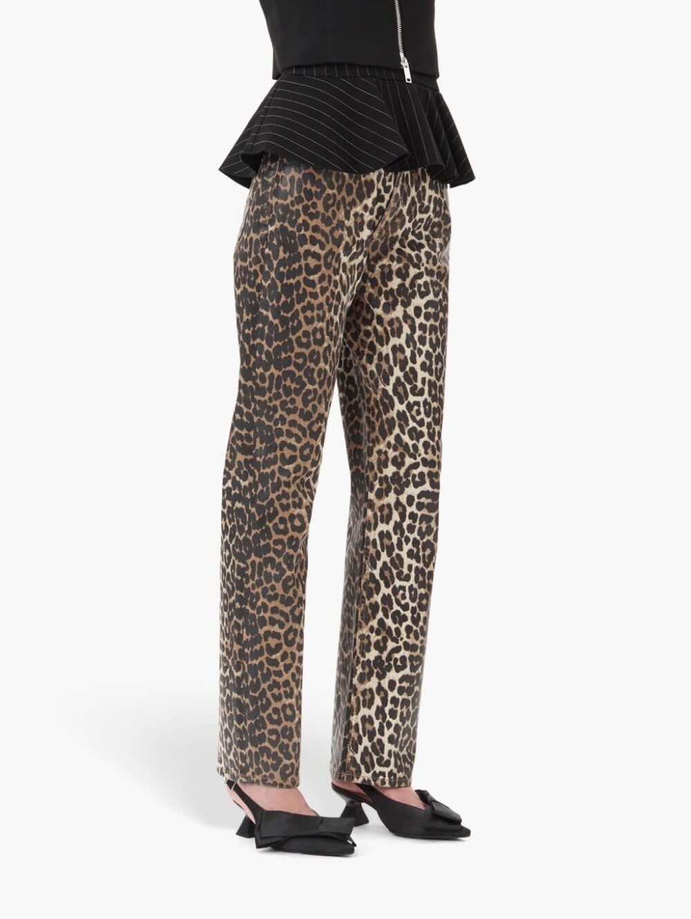 Ganni Foil Print Leopard-Print Pants Sz 27